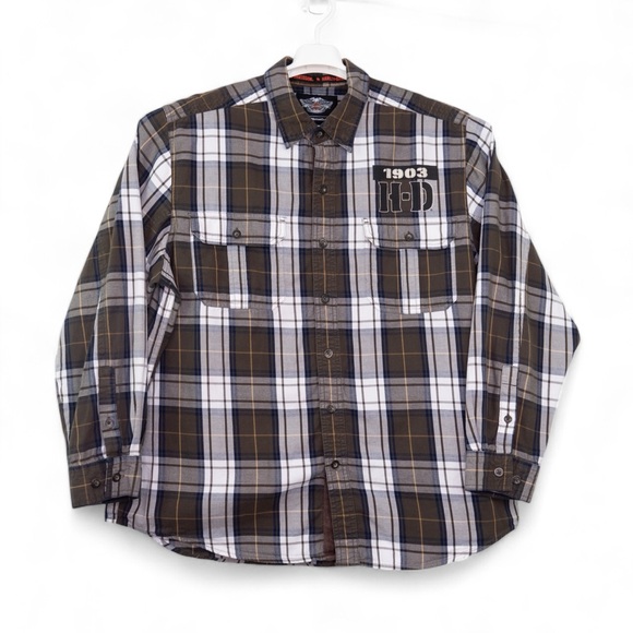 Harley Davidson Button Up Shirt 1903 Willie G Skull Long Sleeve Flannel Mens XL - Picture 3 of 6